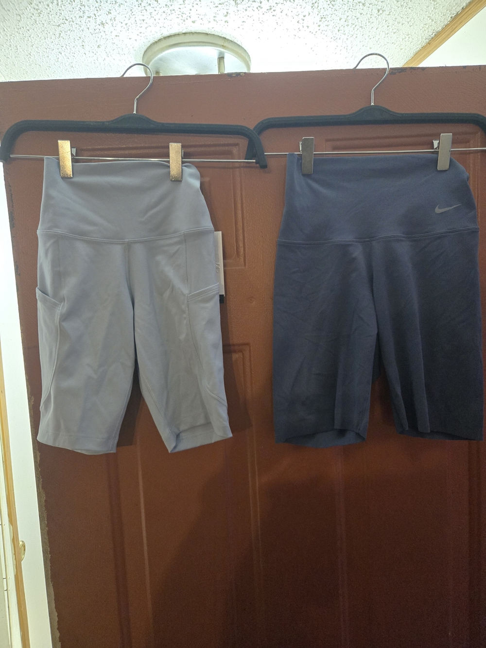 Nike Women's Navy and Light Gray High-Rise Bike Shorts Duo
